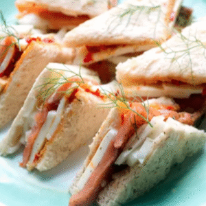 Gravlax Smoked Salmon, Fennel, Mozzarella, & Calabrian Chili Tramezzini