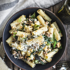 Rigatoni with Blue Cheese and bison sausage